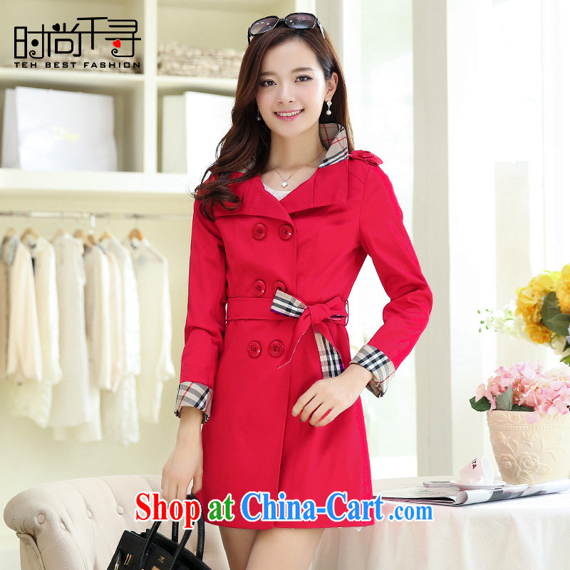 Stylish 1000 2015 addressing new fall in load long Korean Wind Jacket Womens double-cultivating larger female S 602,118 red XXXXL