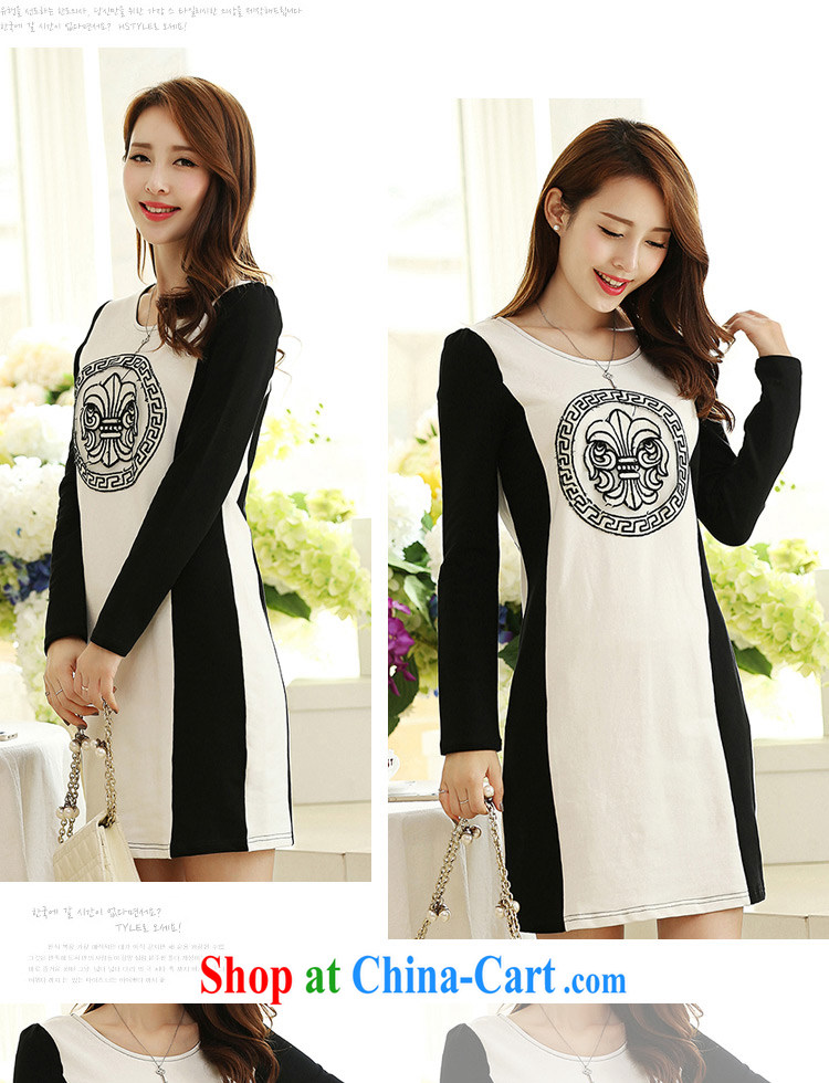 Jung-eun new cotton long-sleeved dresses winter, female fat, Video thin, with autumn round-neck collar, long skirt solid Y 2685 white 5 XL pictures, price, brand platters! Elections are good character, the national distribution, so why buy now enjoy more preferential! Health