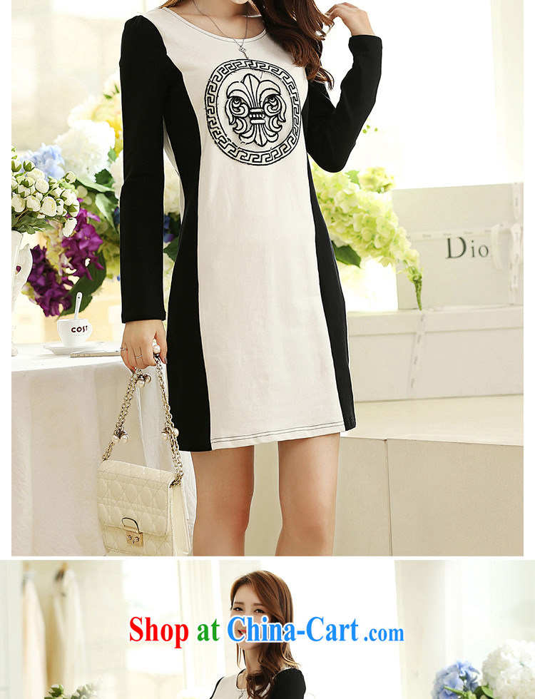 Jung-eun new cotton long-sleeved dresses winter, female fat, Video thin, with autumn round-neck collar, long skirt solid Y 2685 white 5 XL pictures, price, brand platters! Elections are good character, the national distribution, so why buy now enjoy more preferential! Health