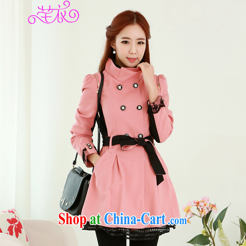 Constitution, thick, XL girls coat autumn and winter new 2015 long-sleeved style hit color elegant 100 ground thick sister atmosphere only the US double-pink 2 XL 125 - 140 jack