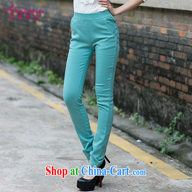 Mephidross has long honey, the Code women mm thick 2014 autumn and winter with new Korean leisure cultivating castor pants girls pants and lint-free cloth 9022 ice green code 3 XL the lint-free cloth thick