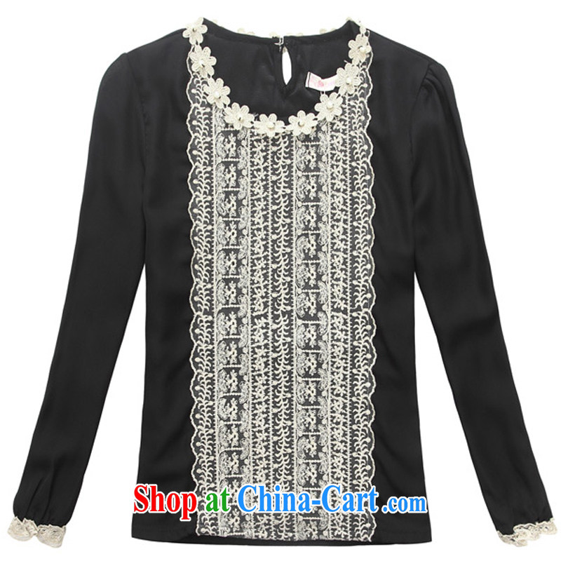 Constitution, thick, XL female T pension 2015 Korean version of the new spring-snow solid woven shirts thick mm long-sleeved round-collar Web yarn 100 ground graphics thin T-shirt black 3 XL 160 - 180 jack, constitution, and, on-line shopping