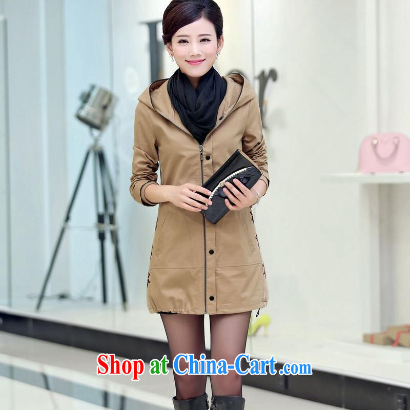 To Sophie 2015 autumn is new, and is indeed more jacket Korean version graphics thin large code female, long-yi girls thick mm mother-in-law MOM khaki-colored 3 XL recommendations 140 - 160 jack, for Sophie (QIAOROU), online shopping