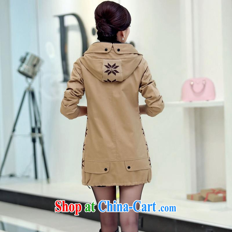 To Sophie 2015 autumn is new, and is indeed more jacket Korean version graphics thin large code female, long-yi girls thick mm mother-in-law MOM khaki-colored 3 XL recommendations 140 - 160 jack, for Sophie (QIAOROU), online shopping