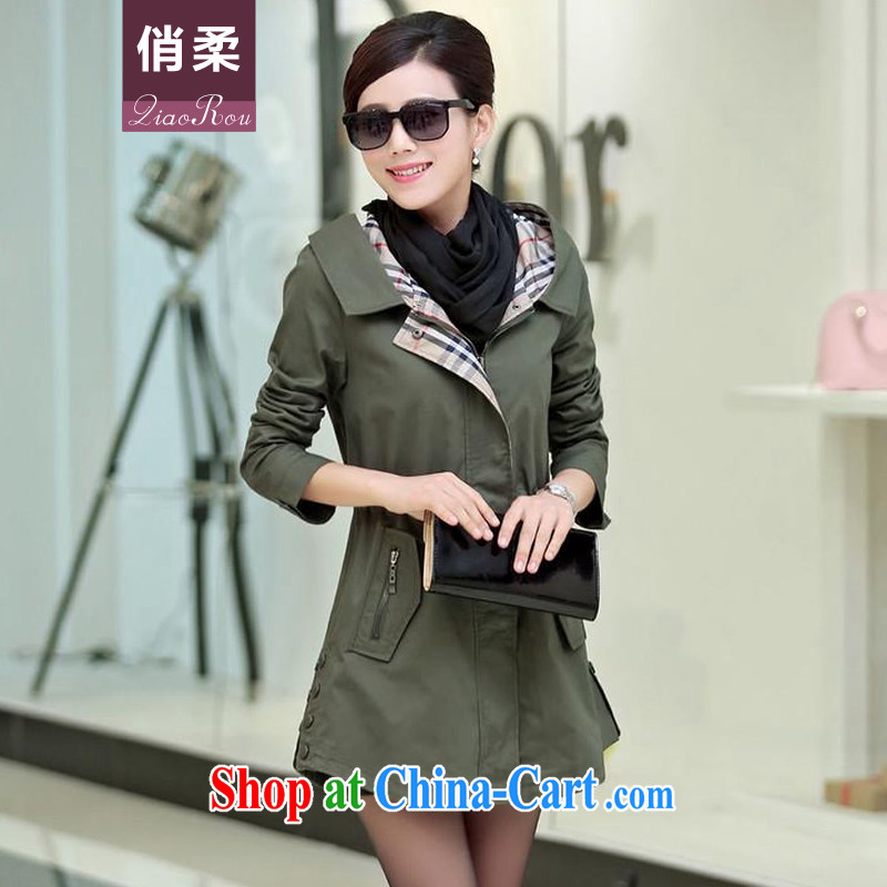 Flexible, Autumn 2014 the new Korean version the Code women's clothing spring break in her long, wind jacket women jacket, Windbreaker girls spring green army 3 XL