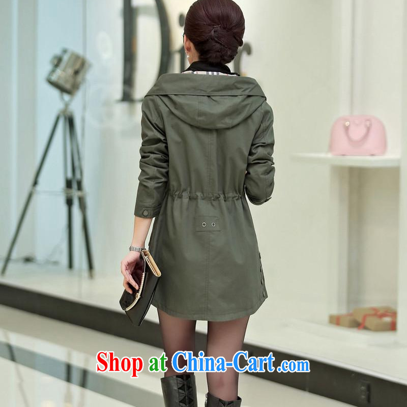 Flexible, Autumn 2014 the new Korean version of the greater code female spring Lounge, Ms. long wind jacket women jacket, Windbreaker girls spring green army 3 XL, for Sophie (QIAOROU), online shopping