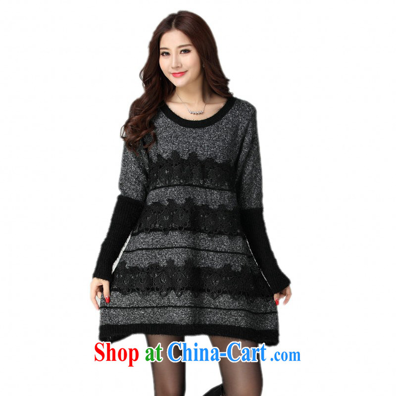 The delivery package mail -- thick, knitted dresses fall 2014 with leisure OL long-sleeved sweater skirt XL relaxed temperament, hair gray are code for 130 - 200 jack
