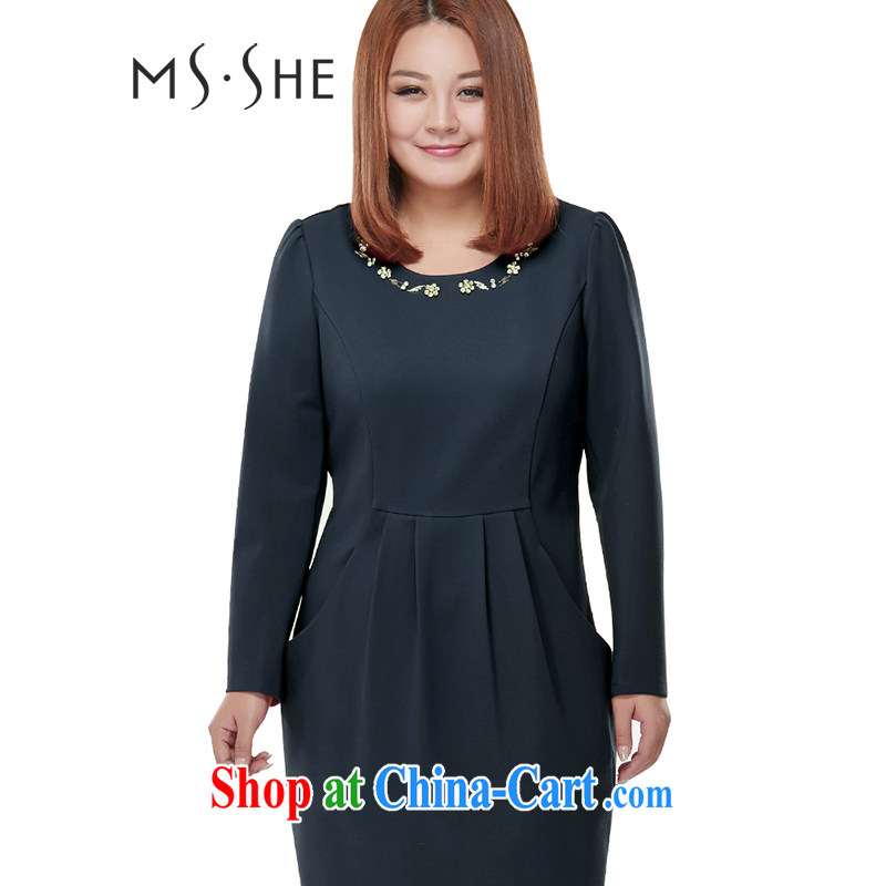 MsShe XL female new beauty video thin dresses clearance 8019 blue 4 XL