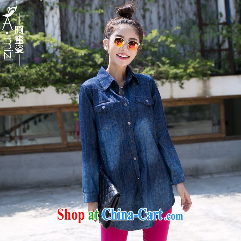 The honey autumn beauty with new, larger ladies' relaxed denim shirt girls long-sleeved T-shirt washable shirt jacket shirt 9157 denim blue large code L recommendations 150 175 jack, honey, and the Code women, shopping on the Internet