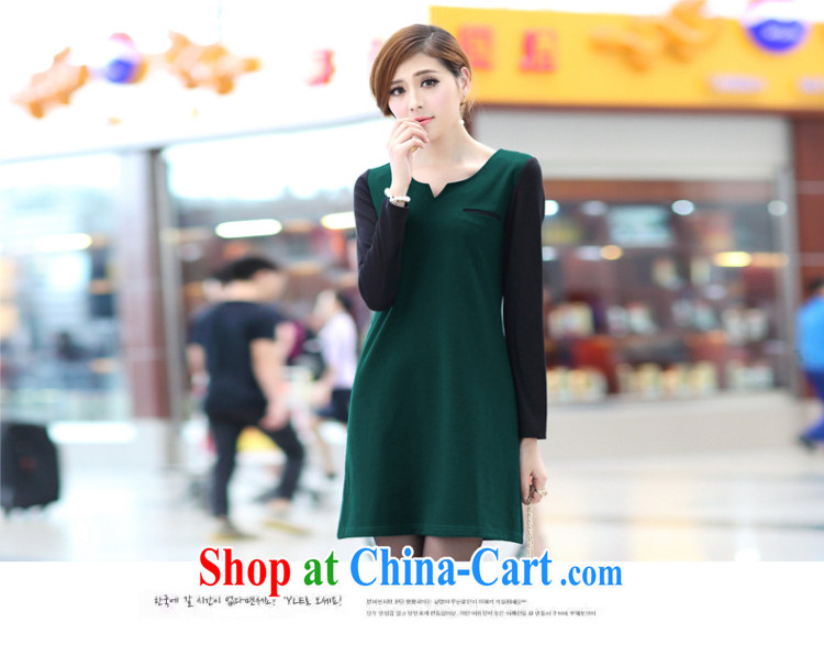 Staff of the fat increase, female 200 Jack mm thick load fall 2014 new Korean style long-sleeved video thin A field dresses S 2648 dark green XXL pictures, price, brand platters! Elections are good character, the national distribution, so why buy now enjoy more preferential! Health