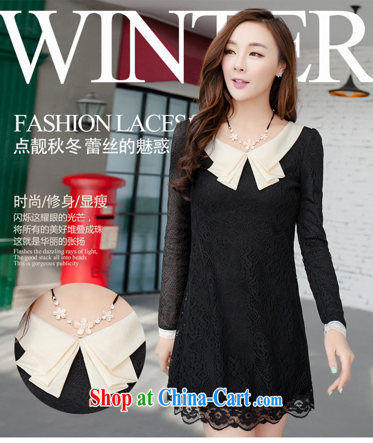 and wind Island 2014 New Beauty autumn and winter clothing as well as solid and indeed intensify, thick MM thick doll collar lace long-sleeved dress 6918 black M pictures, price, brand platters! Elections are good character, the national distribution, so why buy now enjoy more preferential! Health