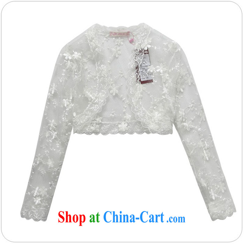 The delivery package as soon as possible-mm thick sweet small shawls elegant temperament OL Lace Embroidery transparent long-sleeved wedding shawl XL cardigan dress jacket cardigan white 3XL