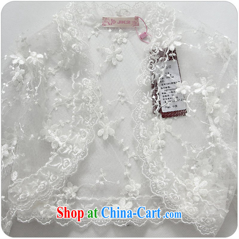 The delivery package as soon as possible-mm thick sweet small shawls elegant temperament OL Lace Embroidery transparent long-sleeved wedding shawl XL cardigan dress jacket cardigan white 3XL, land is still the garment, shopping on the Internet