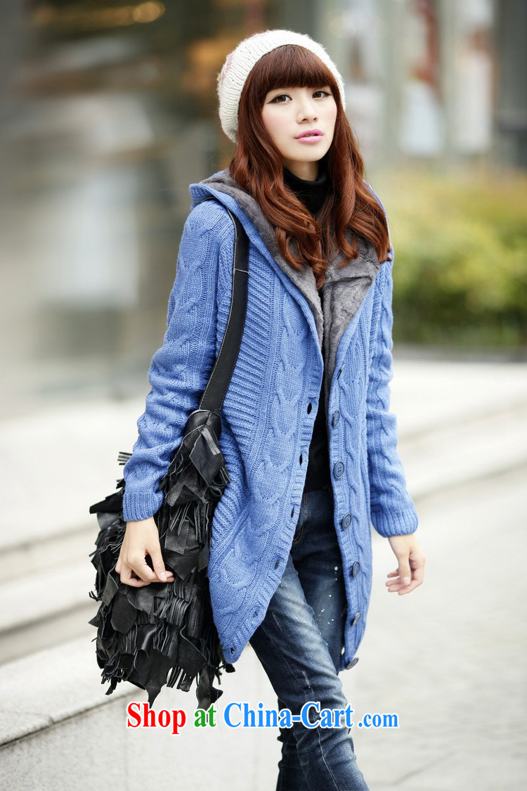 Blue Fox fall and winter new Korean twist click the coin, long cap on T-shirt the lint-free cloth thick warm sweater jacket girls the green is code pictures, price, brand platters! Elections are good character, the national distribution, so why buy now enjoy more preferential! Health
