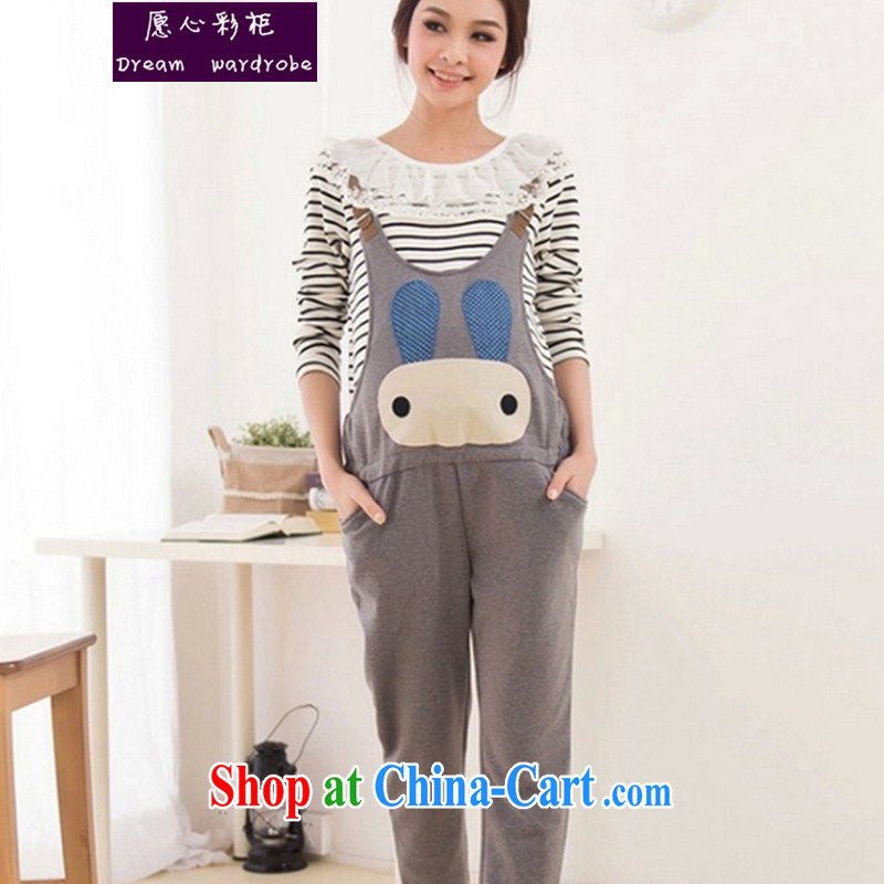 would like to heart Color cabinet 2014 autumn new pregnant women with shoulder straps Korean fashion pregnant women pants pants-trousers grants solid shirt jm light gray, solid shirts XL