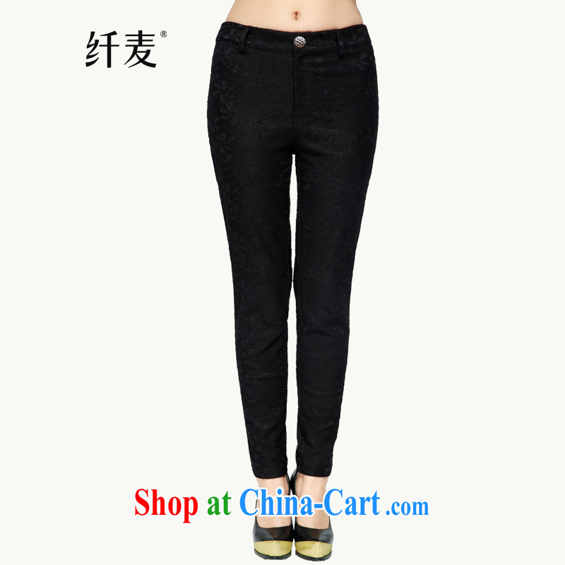 The MAK King Code women autumn 2014 the new thick sister England waist in cultivating video slim pants 43,389 black M