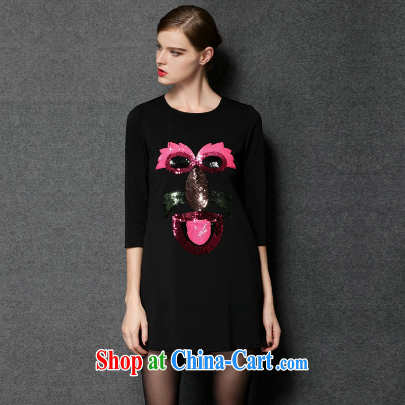 The silk, honey King, women's clothing thick MM spring, style dresses ZZ 1546 black XL (126 jack - 140 jack wear), the population, honey, and shopping on the Internet