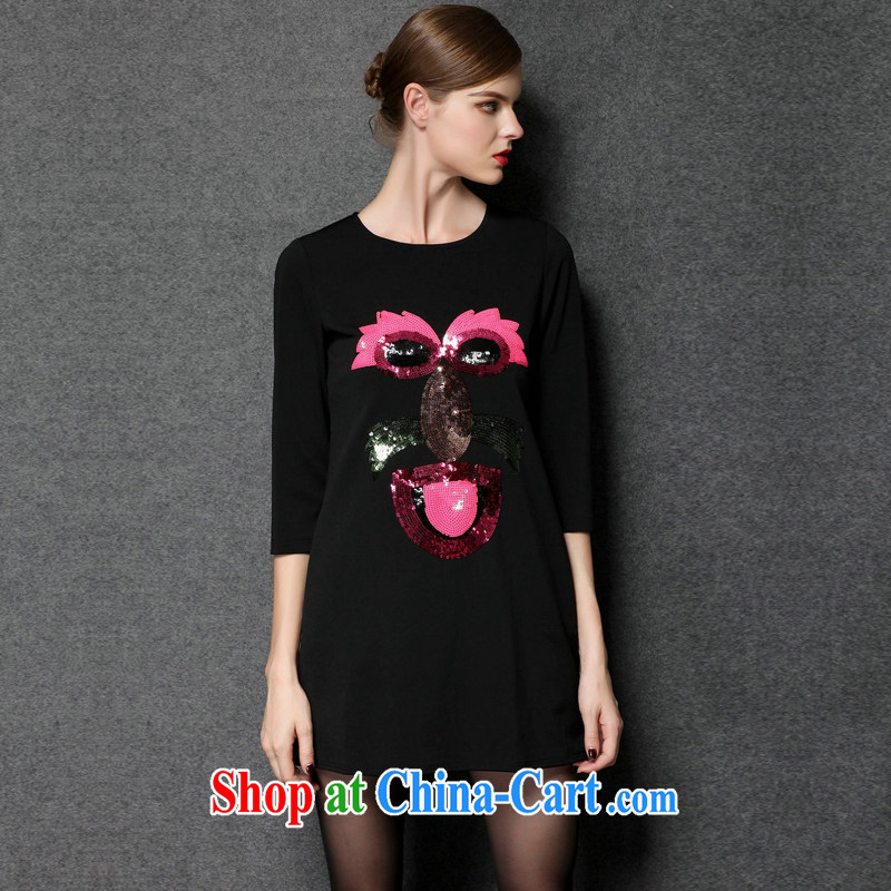 The silk, honey King, women's clothing thick MM spring, style dresses ZZ 1546 black XL (126 jack - 140 jack wear), the population, honey, and shopping on the Internet