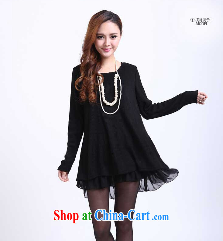 Wen Min 2014 Korean autumn is new, leave two flouncing, long, large, female 5020 black XXL pictures, price, brand platters! Elections are good character, the national distribution, so why buy now enjoy more preferential! Health