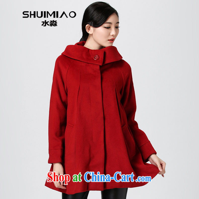 Water with the Code women 2014 new Korean version cloak? gross coat woman jacket autumn and winter in thick long W 671 red XL