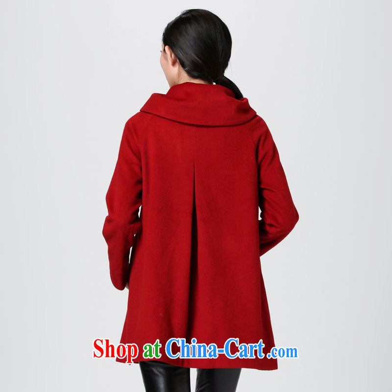 Water with the Code women 2014 new Korean version cloak? gross coat women's coats fall and winter in thick long W 671 red XL, water itself (SHUIMIAO), online shopping