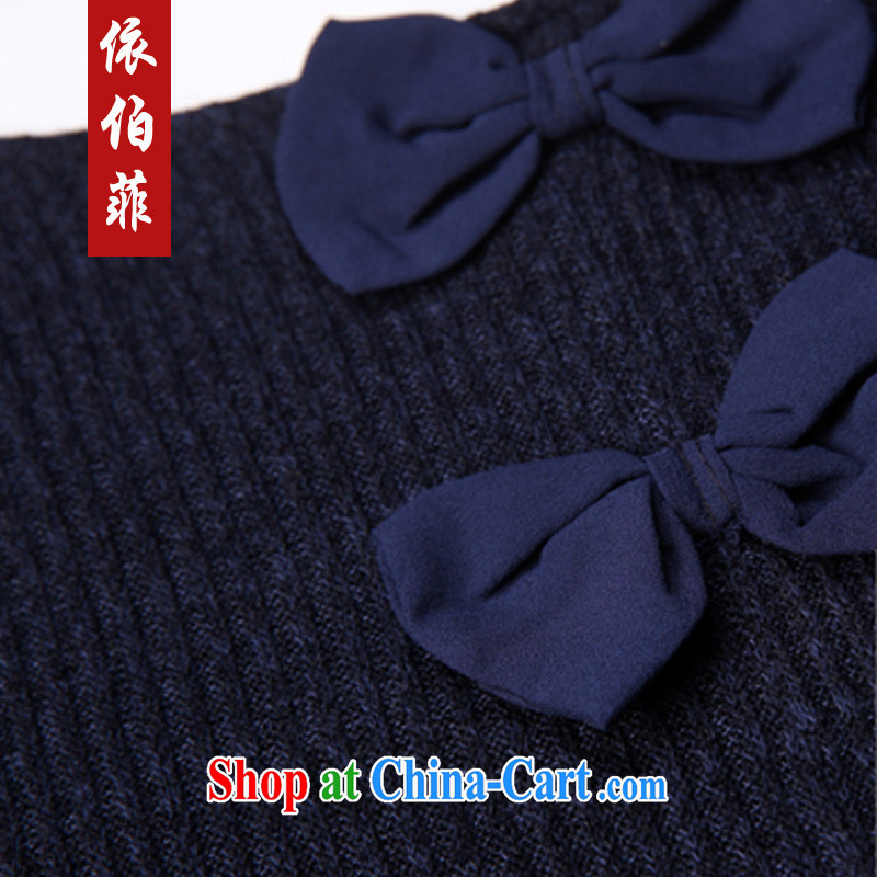 According to the Philippines 2014 autumn and winter new thick MM and indeed XL female temperament bowtie loose video thin dresses female Y 157 dark blue 4 XL, according to perfect (Yibofei), online shopping