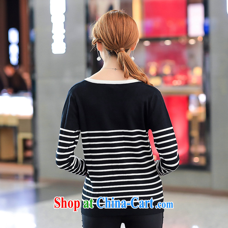 Mephidross economy honey, and indeed increase, female fat mm spring loaded 2014 new long-sleeved striped graphics thin knitted T-shirt the T-shirt small jacket 7012 Tibetan youth large code XL Mephitic economy Honey (MENTIMISI), shopping on the Internet