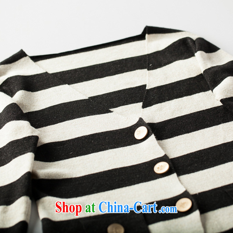 4 9 early in the fat increase, female fat MM autumn 2014 the new Korean temperament, long wool cardigan striped 4 XL (46 yards), in early April 9 (April 9th), online shopping