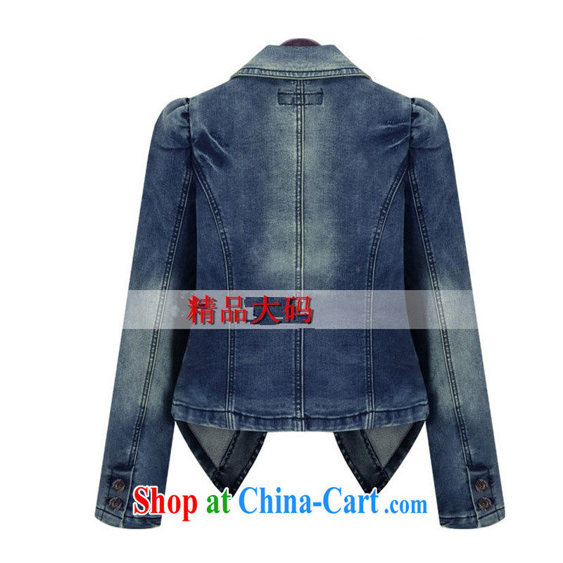 The slave spring 2015 new female fashion Korean version of the greater code bubble cuff denim jacket girls the Code women SL spring 1966 light blue color XXXXXL, the Slave Trade, and shopping on the Internet
