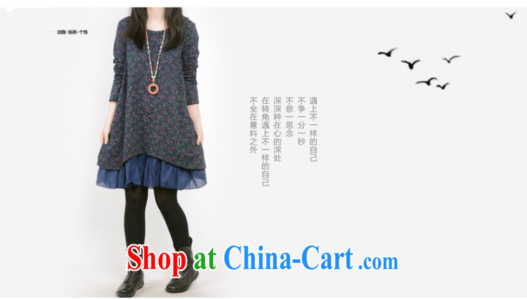 Cayman, slavery 2015 spring new female Korean thick mm larger debris take leave of two long-sleeved dresses dark XXL pictures, price, brand platters! Elections are good character, the national distribution, so why buy now enjoy more preferential! Health