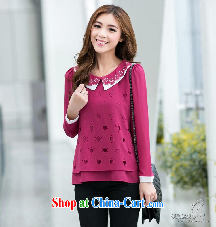 2014 new autumn Women's clothes knocked color small lapel Korean lady cut flowers long-sleeved style snow woven shirts F 6305 red XXXXL pictures, price, brand platters! Elections are good character, the national distribution, so why buy now enjoy more preferential! Health