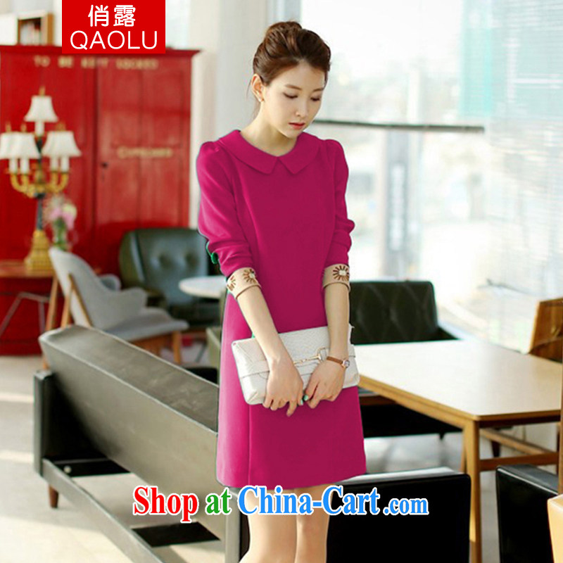 To terrace 2014 autumn and winter, women's clothing fashion doll for cultivating high-waist career style long-sleeved larger dresses of 241 red XXXL, to terrace (QIAOLU), online shopping