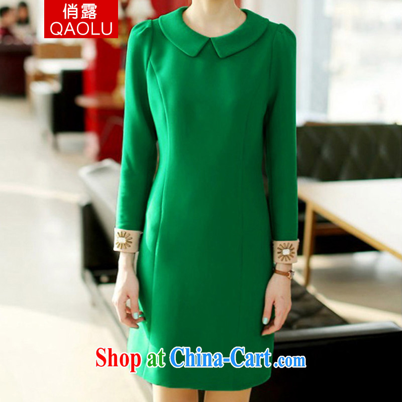 To terrace 2014 autumn and winter, women's clothing fashion doll for cultivating high-waist career style long-sleeved larger dresses of 241 red XXXL, to terrace (QIAOLU), online shopping