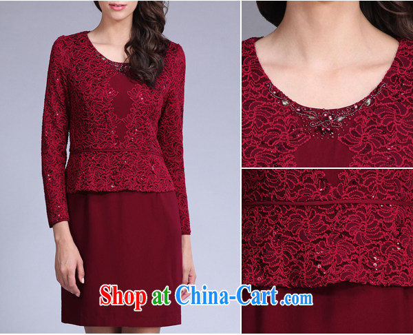 Bo-li European Women 2015 spring new product OL fashion in Europe and the Code graphics thin-waist leave two lace dresses winter female 51,827 red 3 XL pictures, price, brand platters! Elections are good character, the national distribution, so why buy now enjoy more preferential! Health