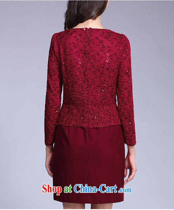 Bo-li European Women 2015 spring new product OL fashion in Europe and the Code graphics thin-waist leave two lace dresses winter female 51,827 red 3 XL pictures, price, brand platters! Elections are good character, the national distribution, so why buy now enjoy more preferential! Health
