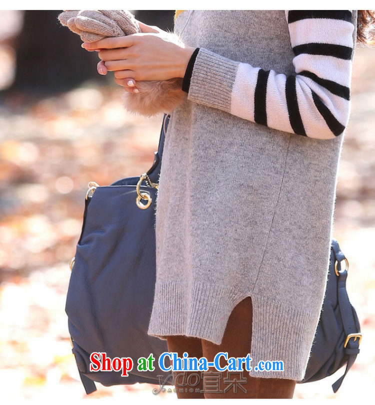 2014 autumn and winter, the girl with the long, Korean edition loose long-sleeved sweater girl and round-neck collar knit sweater jacket thick stitching yellow and gray pictures, price, brand platters! Elections are good character, the national distribution, so why buy now enjoy more preferential! Health