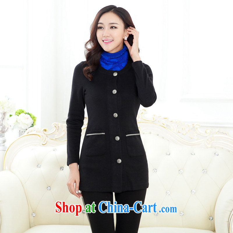 Increase the fat XL female thick mm 2015 new autumn loaded thick mm 200 Jack knitted shirts cardigan long graphics thin coat black 2XL recommendations 140 - 160, and increase the US, shopping on the Internet