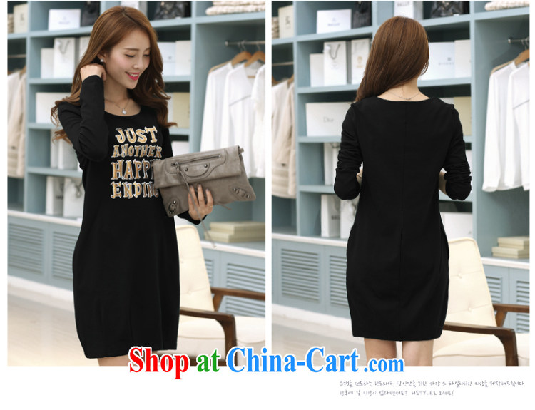 Staff of the fertilizer XL women mm thick 2014 new autumn and winter clothing Korean leisure long-sleeved solid dress loose cotton S 1718 black 2 XL pictures, price, brand platters! Elections are good character, the national distribution, so why buy now enjoy more preferential! Health
