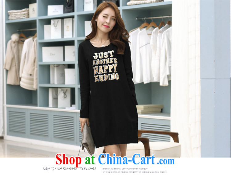 Staff of the fertilizer XL women mm thick 2014 new autumn and winter clothing Korean leisure long-sleeved solid dress loose cotton S 1718 black 2 XL pictures, price, brand platters! Elections are good character, the national distribution, so why buy now enjoy more preferential! Health