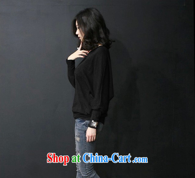2015 spring new larger female and FAT and FAT MM bat sleeves solid long-sleeved T-shirt with round collar female T shirts loose woman T-shirt black XXXXL pictures, price, brand platters! Elections are good character, the national distribution, so why buy now enjoy more preferential! Health