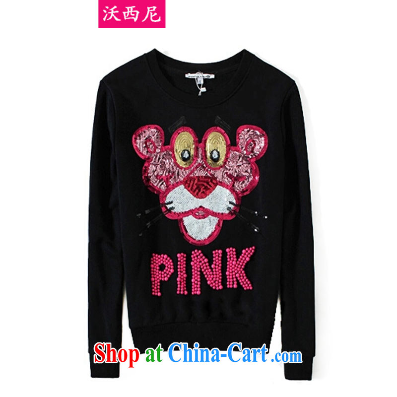 Kosovo, Western Europe and North America by 2014 the Code women fall_winter New MM thick animal girls sweater pink, Tiger caps head sweater 145 black 5 XL _190 - 200 Jack left and right_