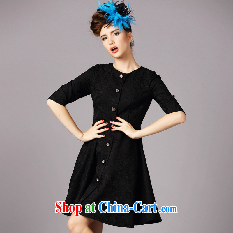 Increase in Europe, female thick mm autumn 2014 the new cuff in dress mm thick beauty graphics thin dresses black XL (65 - 70 ) KG, Jacob, and, on-line shopping