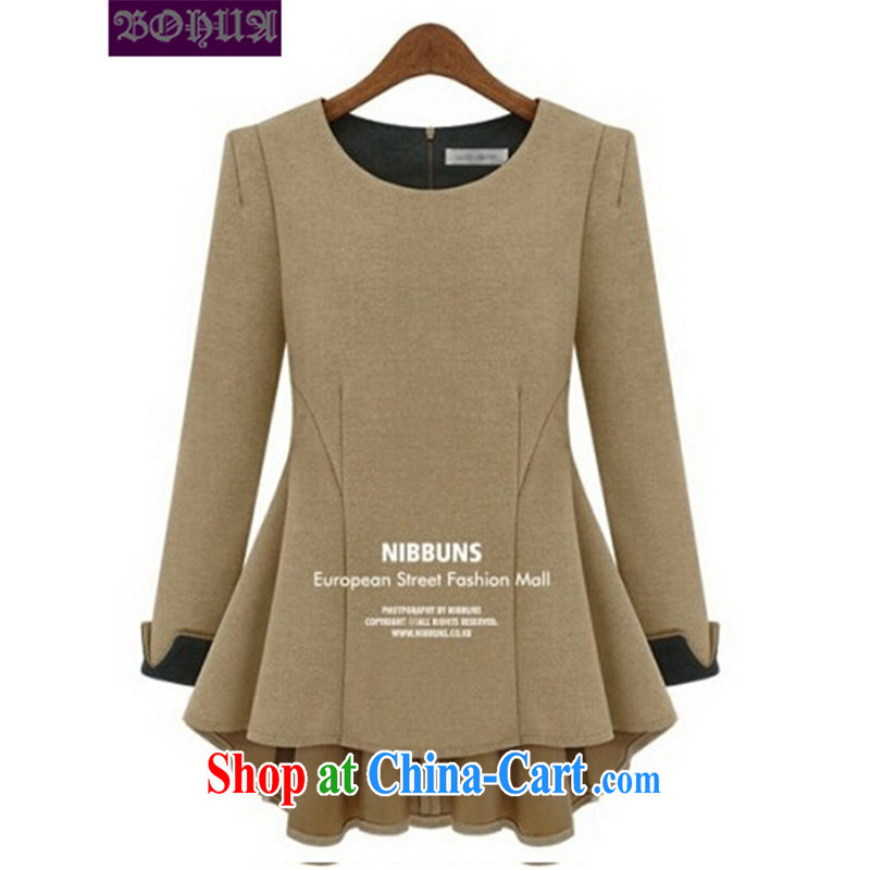 Hua 2015 new, larger female autumn is long-sleeved top, T-shirt thick mm loose video thin increase the fat solid T-shirt of the color code 5 XL, Kim Koon Lan (jinguanlan), shopping on the Internet