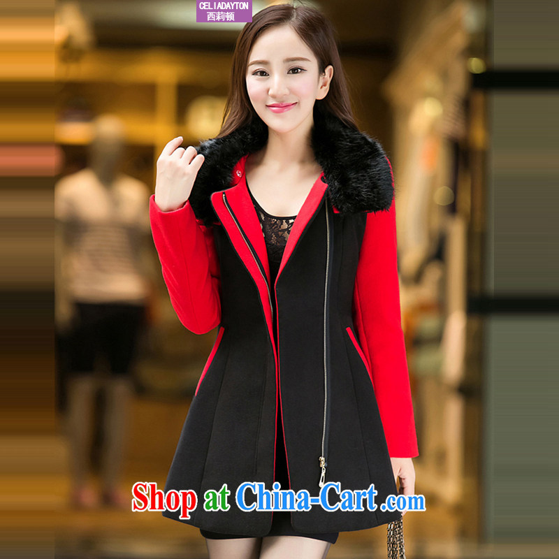 Szili Clinton's larger women mm thick winter thick Korean version, long, cultivating wool jacket is indeed the gross increase for thick sister 200 Jack Coat new black XXXL