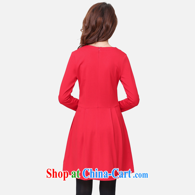 Cloud a large number women fall 2014 new aura, dolls for solid skirt thick MM cultivating graphics thin dresses red 5 XL, cloud, and shopping on the Internet