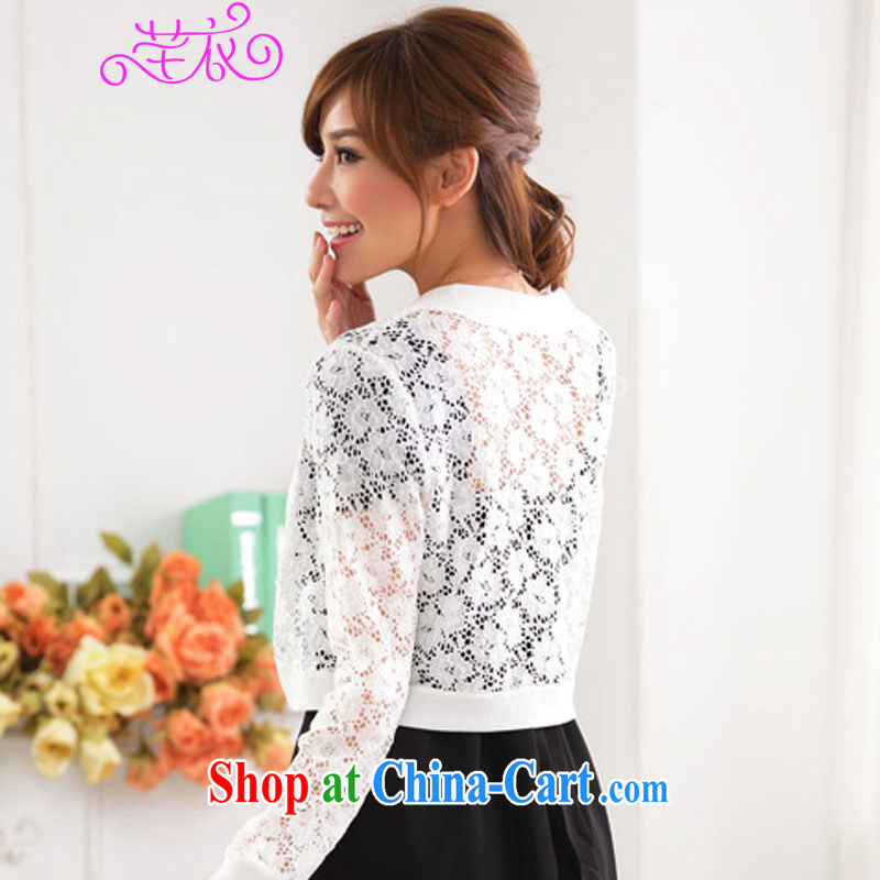 Constitution, and, indeed, women 2015 new thick mm4 100 ground lace jacket Openwork web take dress shawl long-sleeved knitted small jacket cardigan white 4XL 180 - 200 jack, constitution, and, on-line shopping