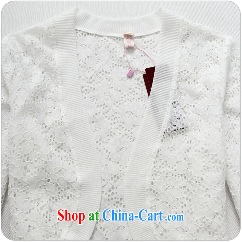 Constitution, and, indeed, women 2015 new thick mm4 100 ground lace jacket Openwork web take dress shawl long-sleeved knitted small jacket cardigan white 4XL 180 - 200 jack, constitution, and, on-line shopping