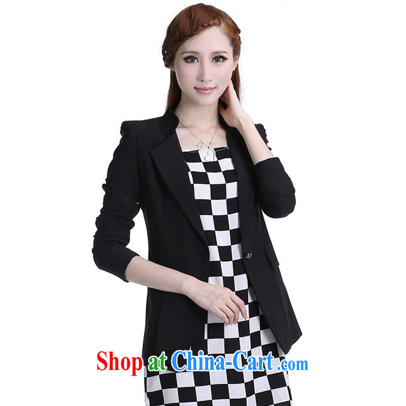 Laurie flowers, thick woman, women's coats thick mm spring increase the fat suit Korean video skinny suits women 6333 black 4XL - Black, pre-sale 7 days shipping, Shani Flower (Sogni D'oro), online shopping