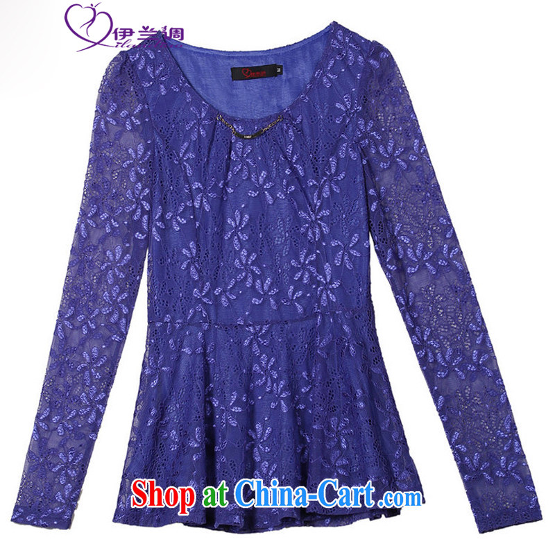 The blue-XL is indeed, female lace T pension 2015 thick sister long-sleeved spring new Korean version Korean version the waist, sensing the Light familiar with small T-shirt T-shirt blue large XL 4 140 - 155 jack, the blue, and, online shopping