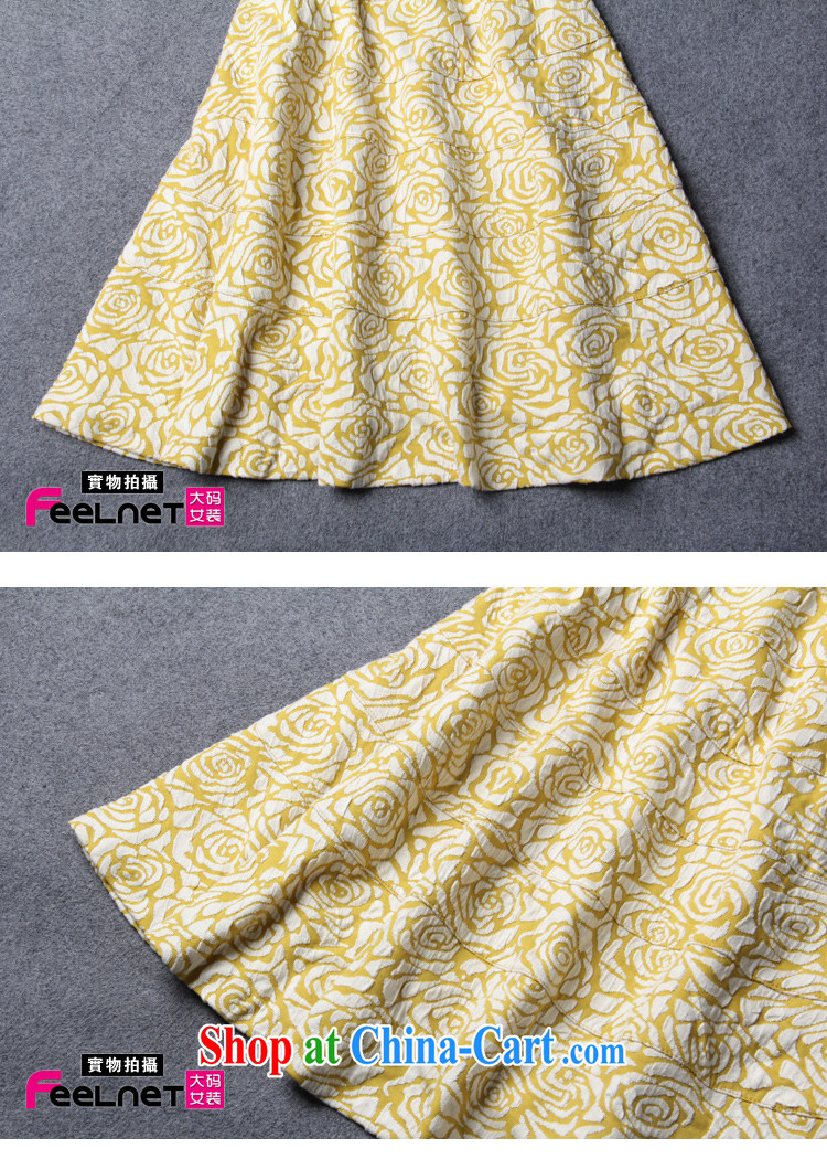 Feelnet dresses skirts thick mm summer spring new 2015 Korean literature in Europe and the Code female graphics thin dresses 2192 yellow large code 5 XL pictures, price, brand platters! Elections are good character, the national distribution, so why buy now enjoy more preferential! Health